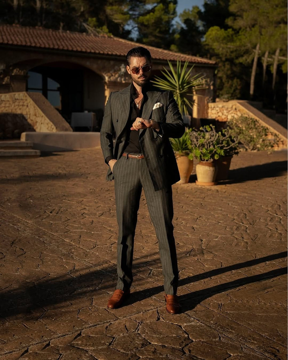 Lusso | FINO  DOPPIO Men's Tan Leather Double Monk Strap Loafers