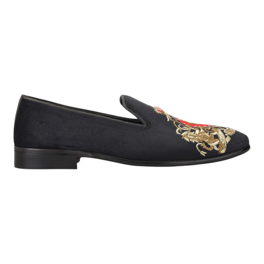 Lusso & FINO “Crown Valor” Crest Embroidered Loafers