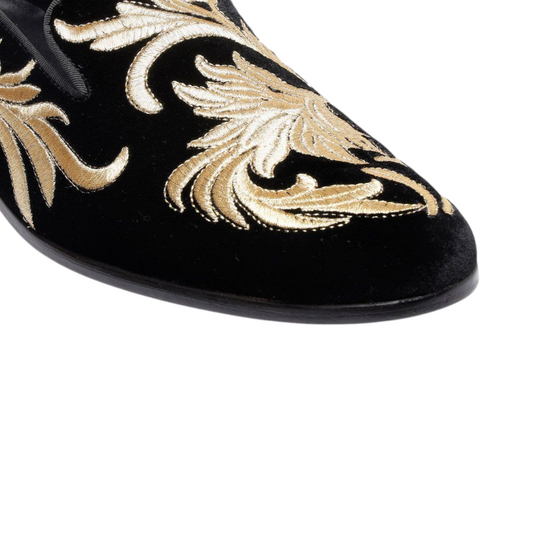 Lusso & FINO “Regal Élan” Velvet Embroidered Loafers