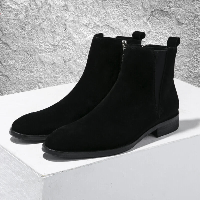 Midnight Zip Suede Leather Boots For Men's