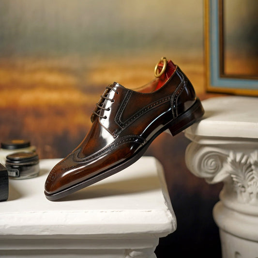Lusso & FINO | Men's Brown Wingtips Derby Shoes For Men's