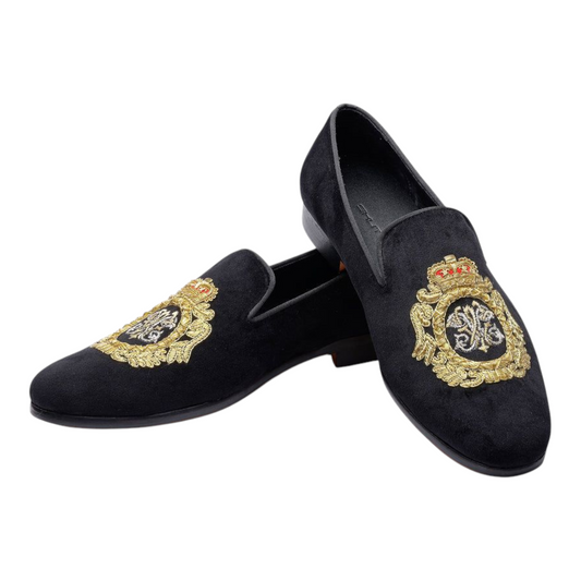 LUSSO FINO – Black Royal Emblem Loafers