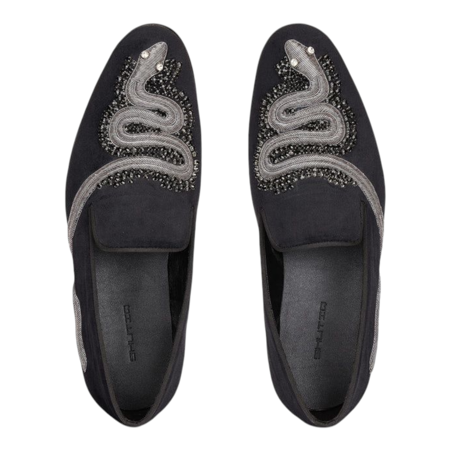 Lusso & FINO “Serpente Noire” Beaded Velvet Loafers
