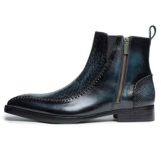 Lusso | FINO Midnight Venom Emerald Luxe Zip Boots