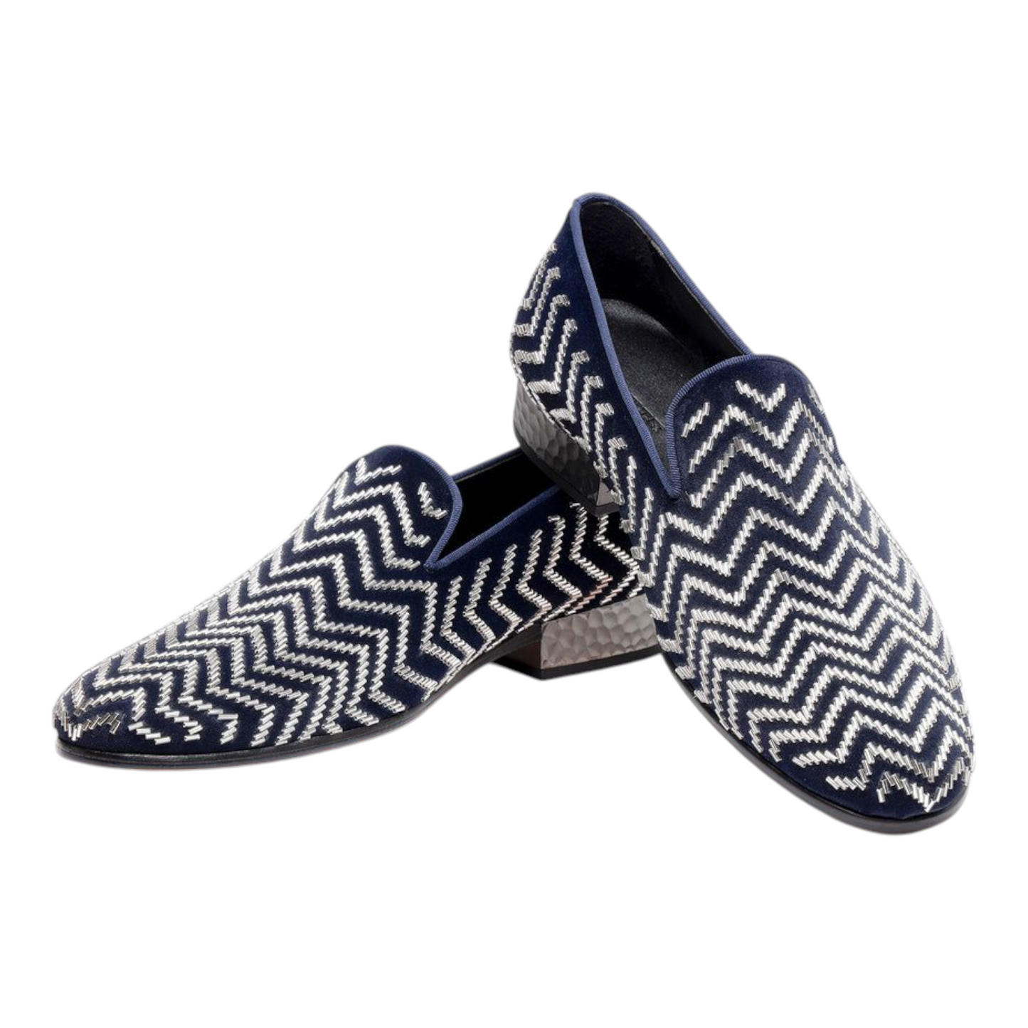 Lusso & FINO “Celeste Wave” Embroidered Velvet Loafers