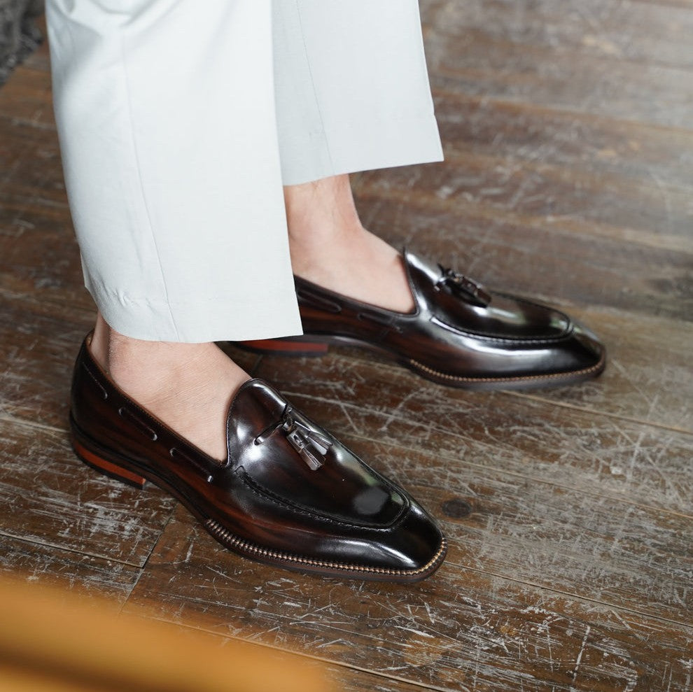 Lusso & FINO | Premium Handmade Brown Brushed  Leather Dress Loafers