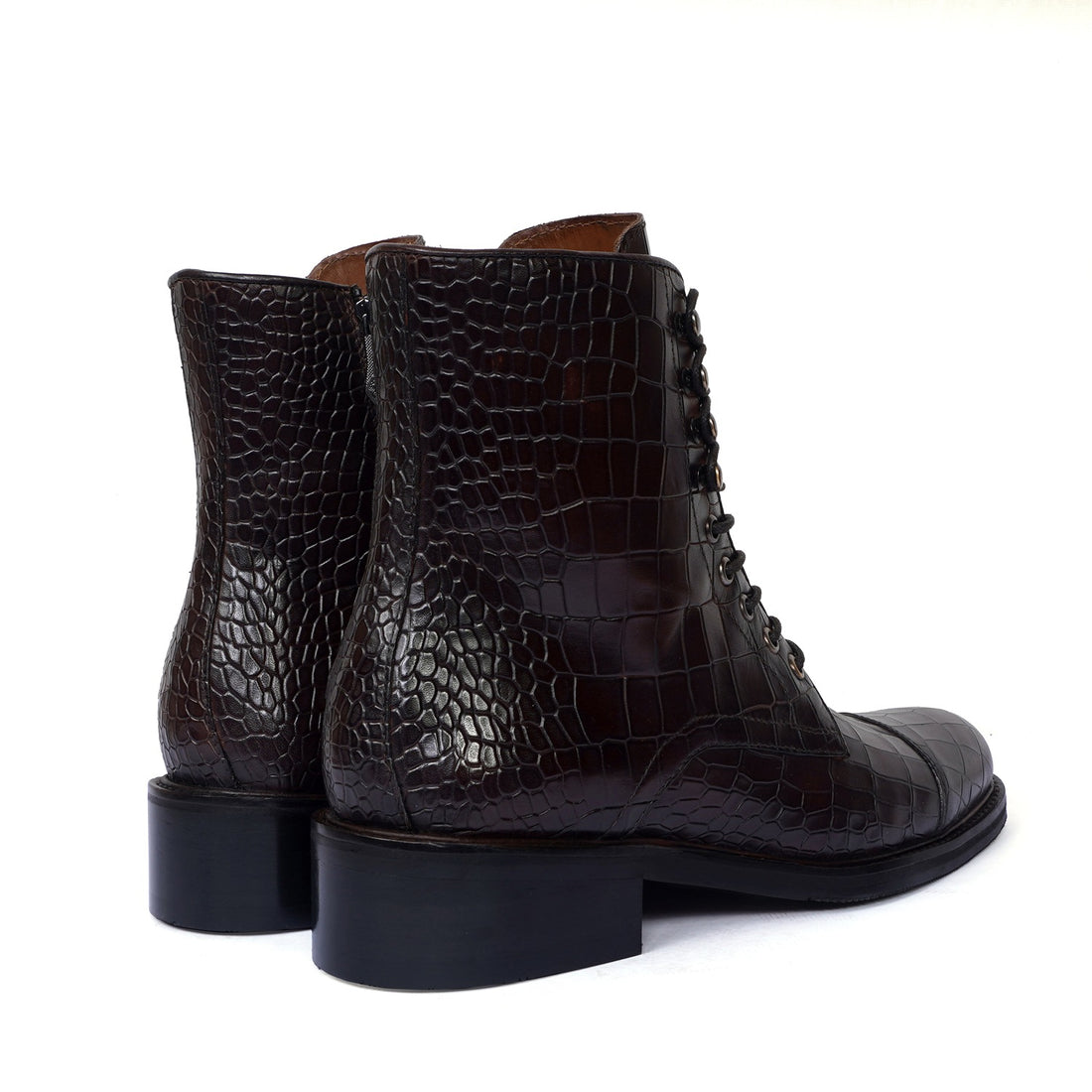 Lusso | FINO Midnight Alligator Trailblazer Combat Boots