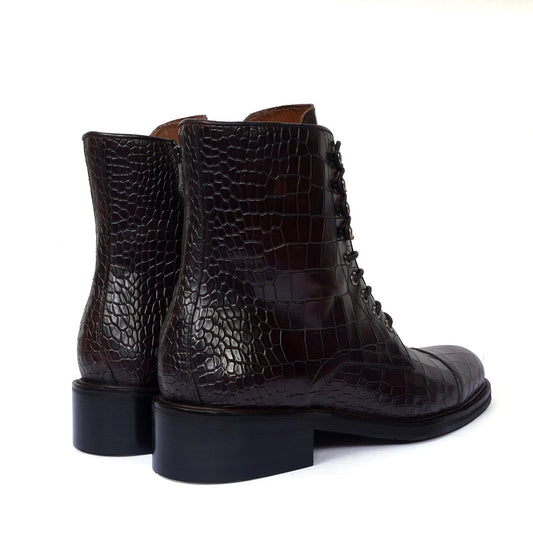 Lusso | FINO Midnight Alligator Trailblazer Combat Boots