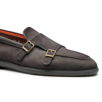 The Charcoal Grey Suede Double-Monk Loafer