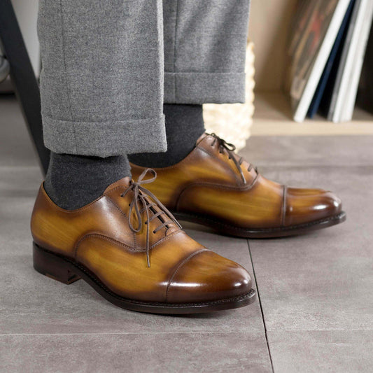 Lusso & FINO | Good Year Welted Patina Finished Oxford Shoe For Men's