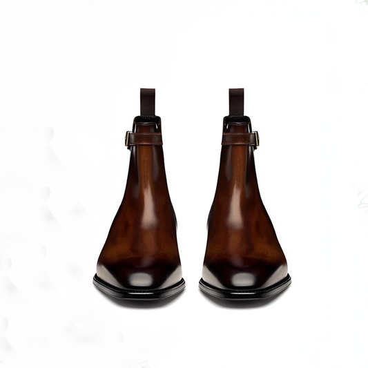 Lusso | FINO Brown Leather Jodhpuri Boots For Men's