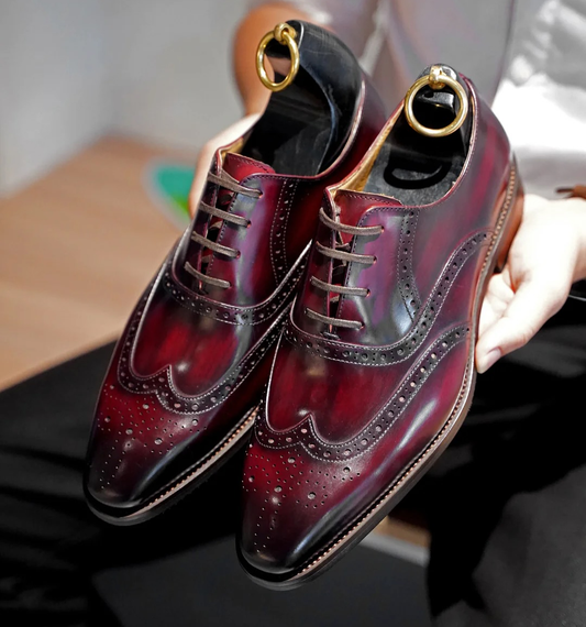 Lusso & FINO Wingtips Goodyear Welted Full Brouge Leather Shoe For Men's