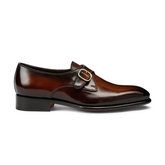 The Dark Cognac Plain-Toe Single-Monk Strap