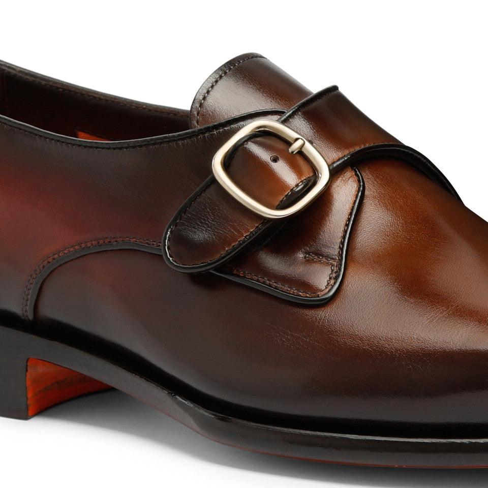 The Dark Cognac Plain-Toe Single-Monk Strap