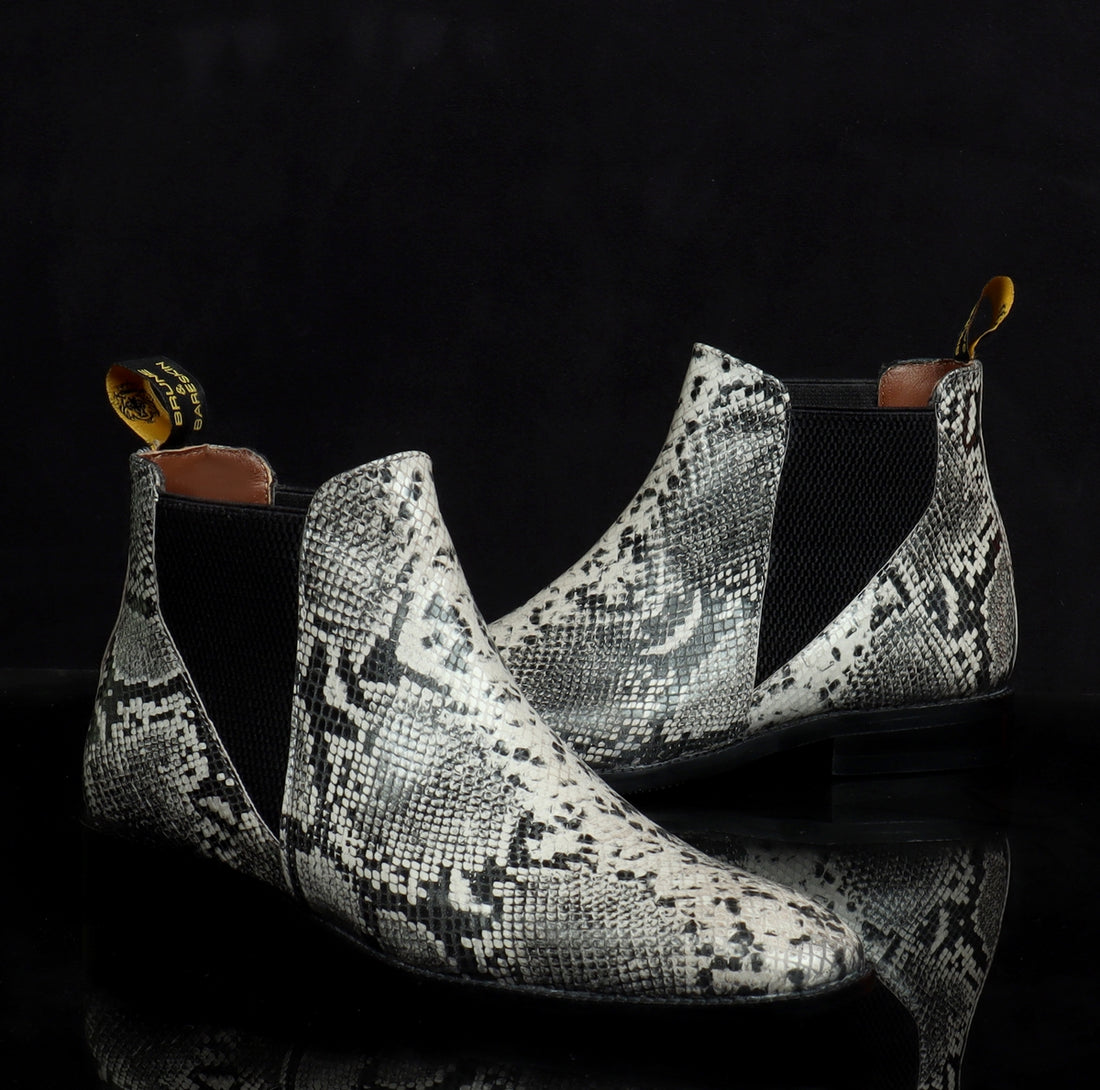 Lusso | Fino Serpent Skin Silver Eclipse Chelsea Boot
