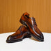 Lusso & FINO | Tan Leather Oviedo Lace-Up Derby Shoes For Men's