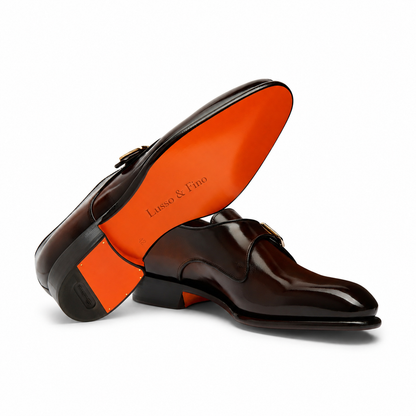 The Dark Cognac Plain-Toe Single-Monk Strap