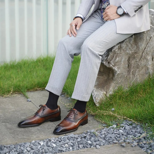 Lusso | FINO Brown Leather Oxford Shoe For Men's