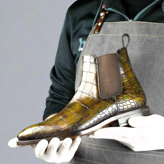 Lusso| Fino Majestic Amethyst Croc Chelsea Boot For Men's
