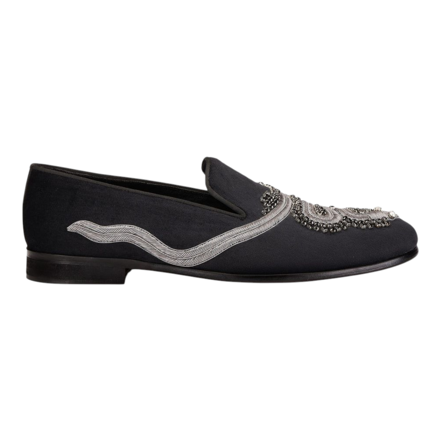Lusso & FINO “Serpente Noire” Beaded Velvet Loafers